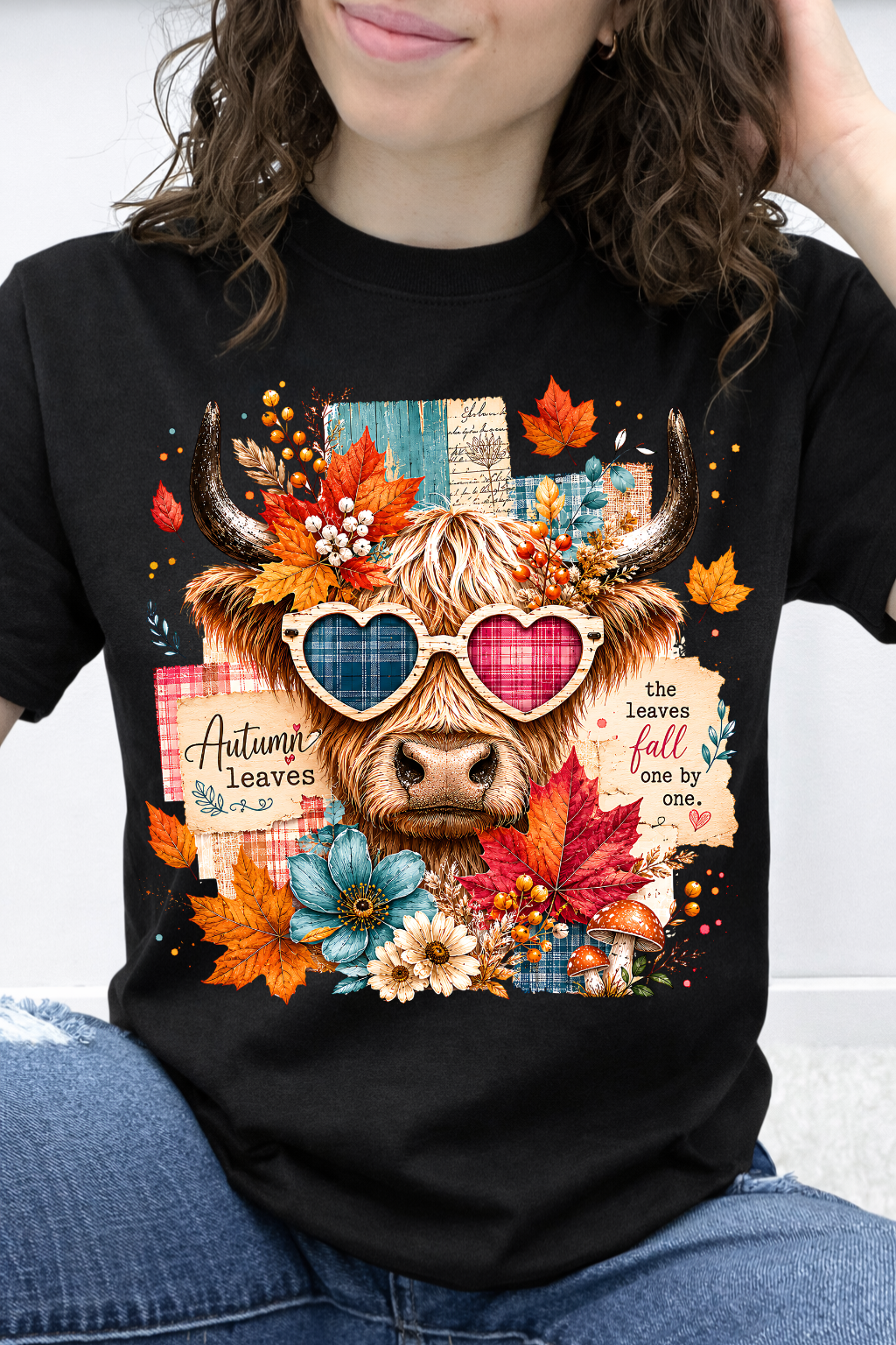 Heart Eyes Highland Cow – "Leaves Fall One by One" Graphic Collection