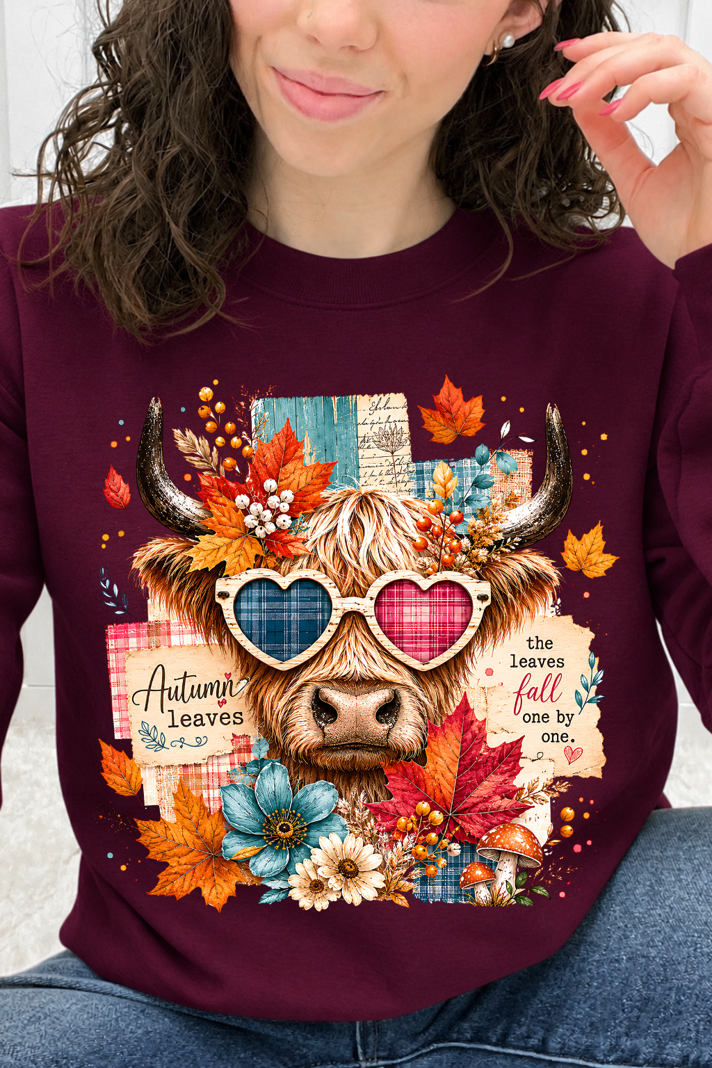 Heart Eyes Highland Cow – "Leaves Fall One by One" Graphic Collection