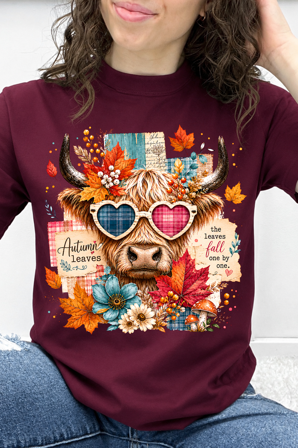 Heart Eyes Highland Cow – "Leaves Fall One by One" Graphic Collection