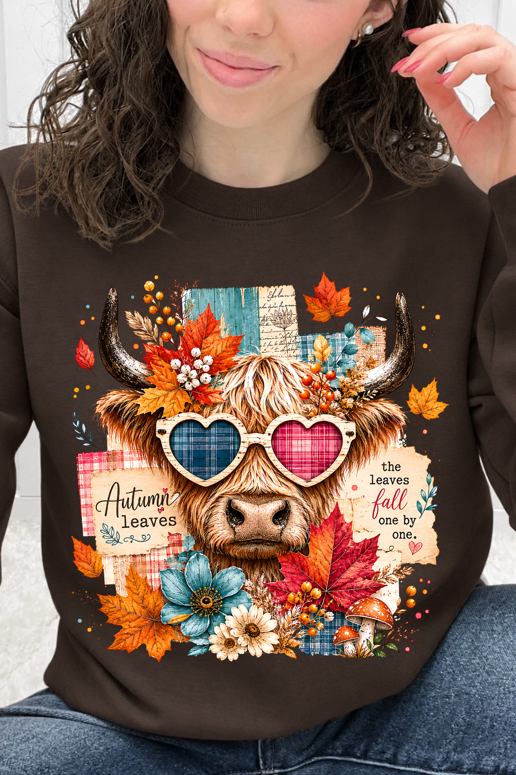 Heart Eyes Highland Cow – "Leaves Fall One by One" Graphic Collection