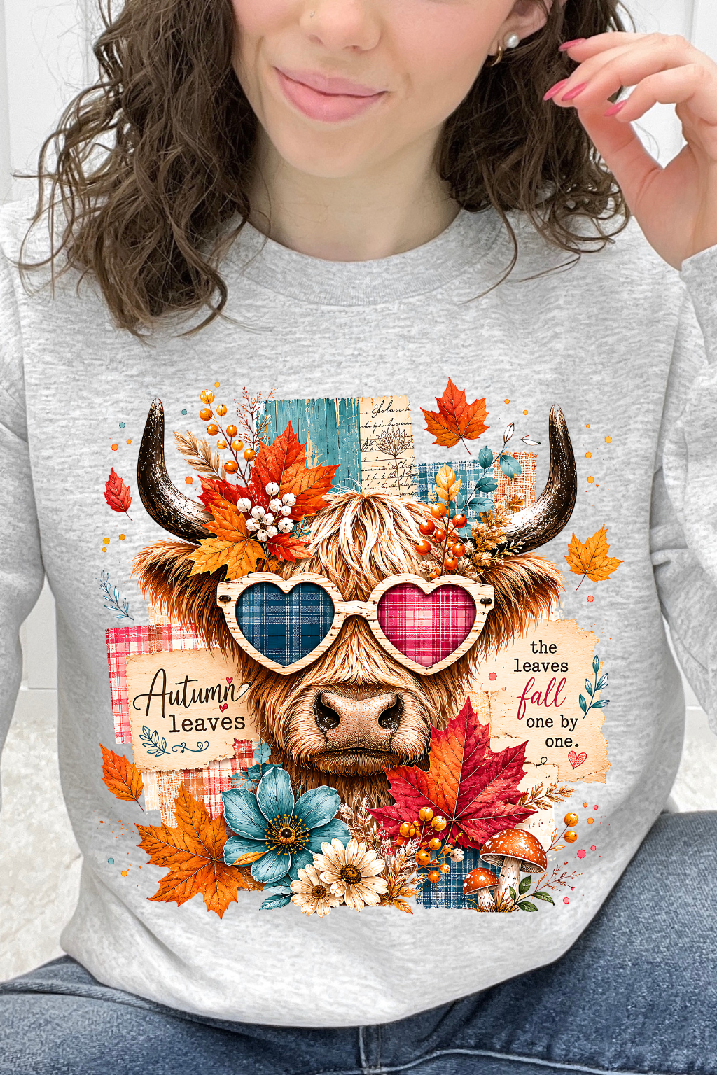 Heart Eyes Highland Cow – "Leaves Fall One by One" Graphic Collection