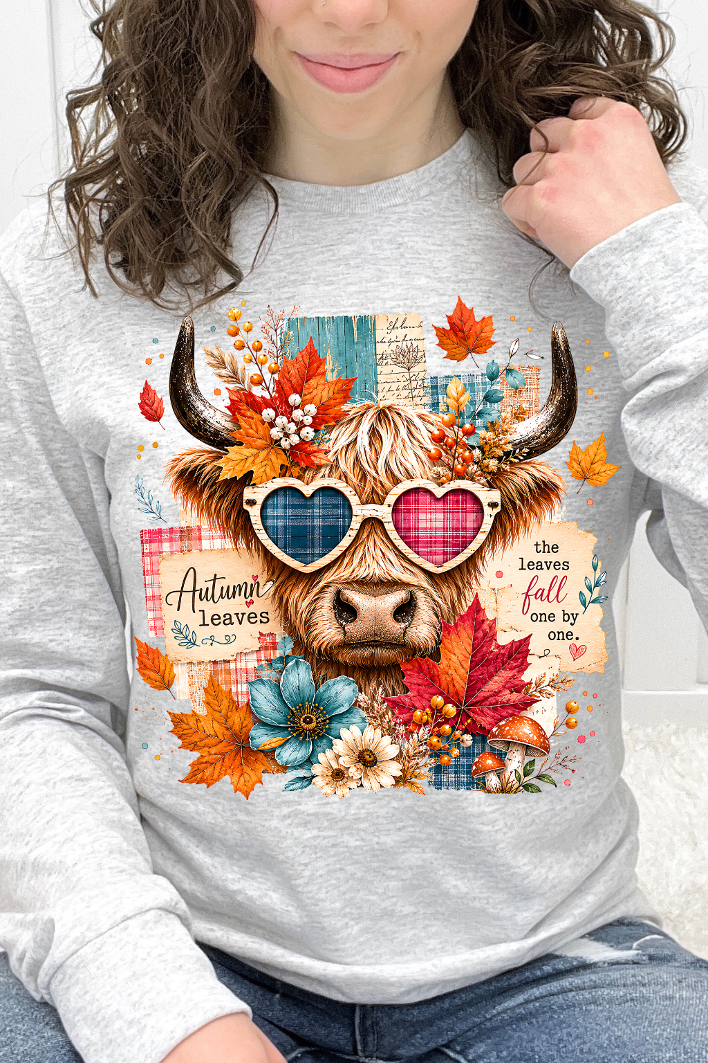 Heart Eyes Highland Cow – "Leaves Fall One by One" Graphic Collection