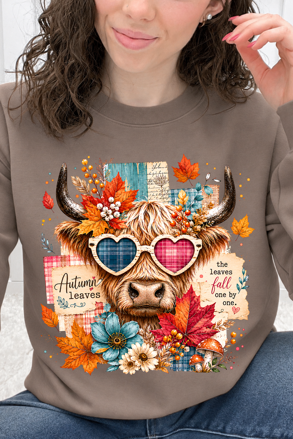 Heart Eyes Highland Cow – "Leaves Fall One by One" Graphic Collection