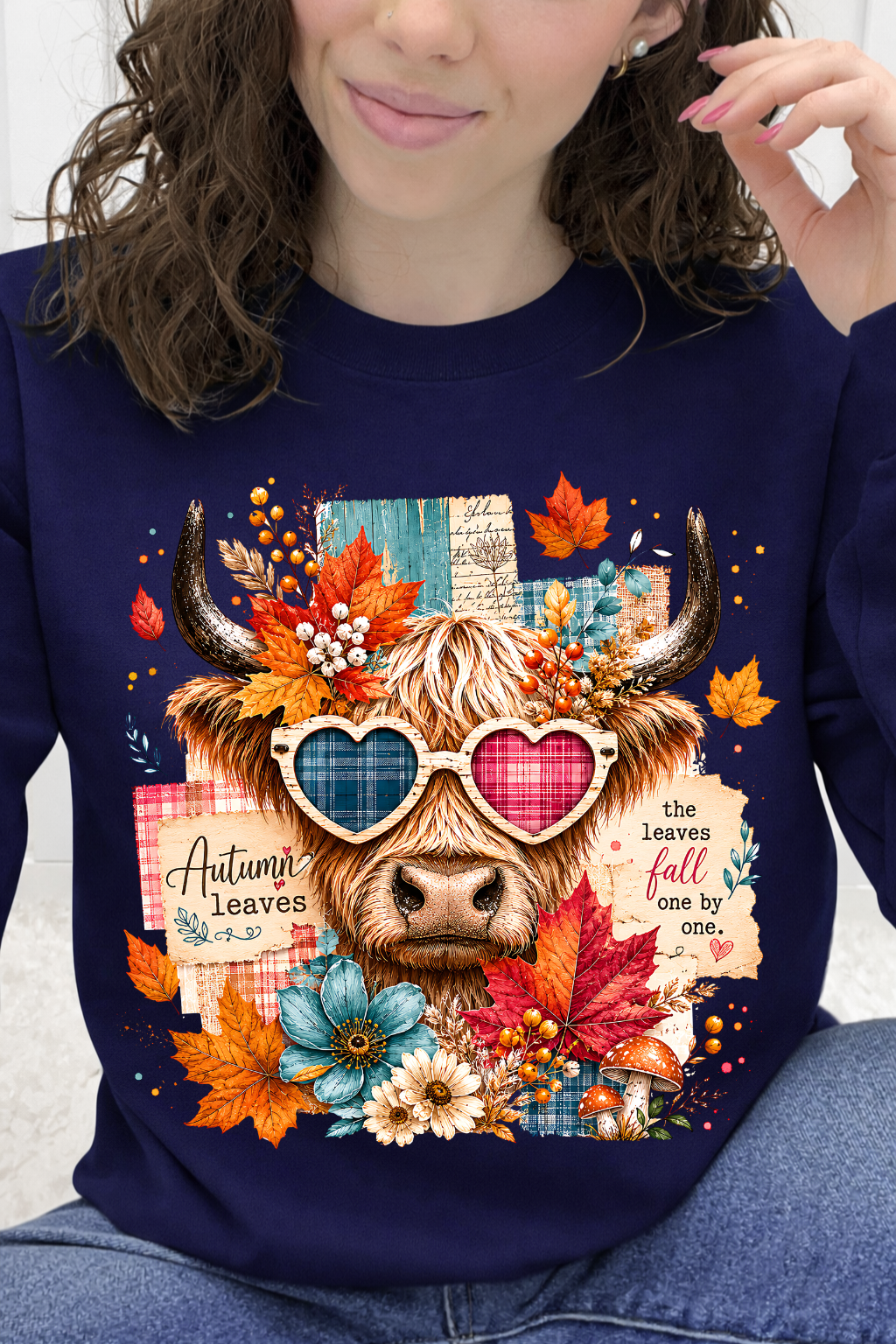 Heart Eyes Highland Cow – "Leaves Fall One by One" Graphic Collection