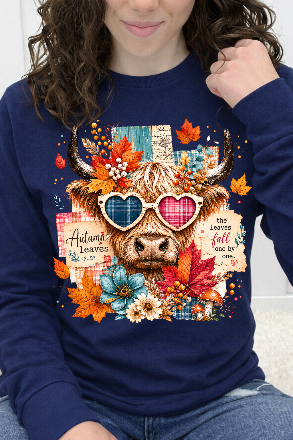 Heart Eyes Highland Cow – "Leaves Fall One by One" Graphic Collection