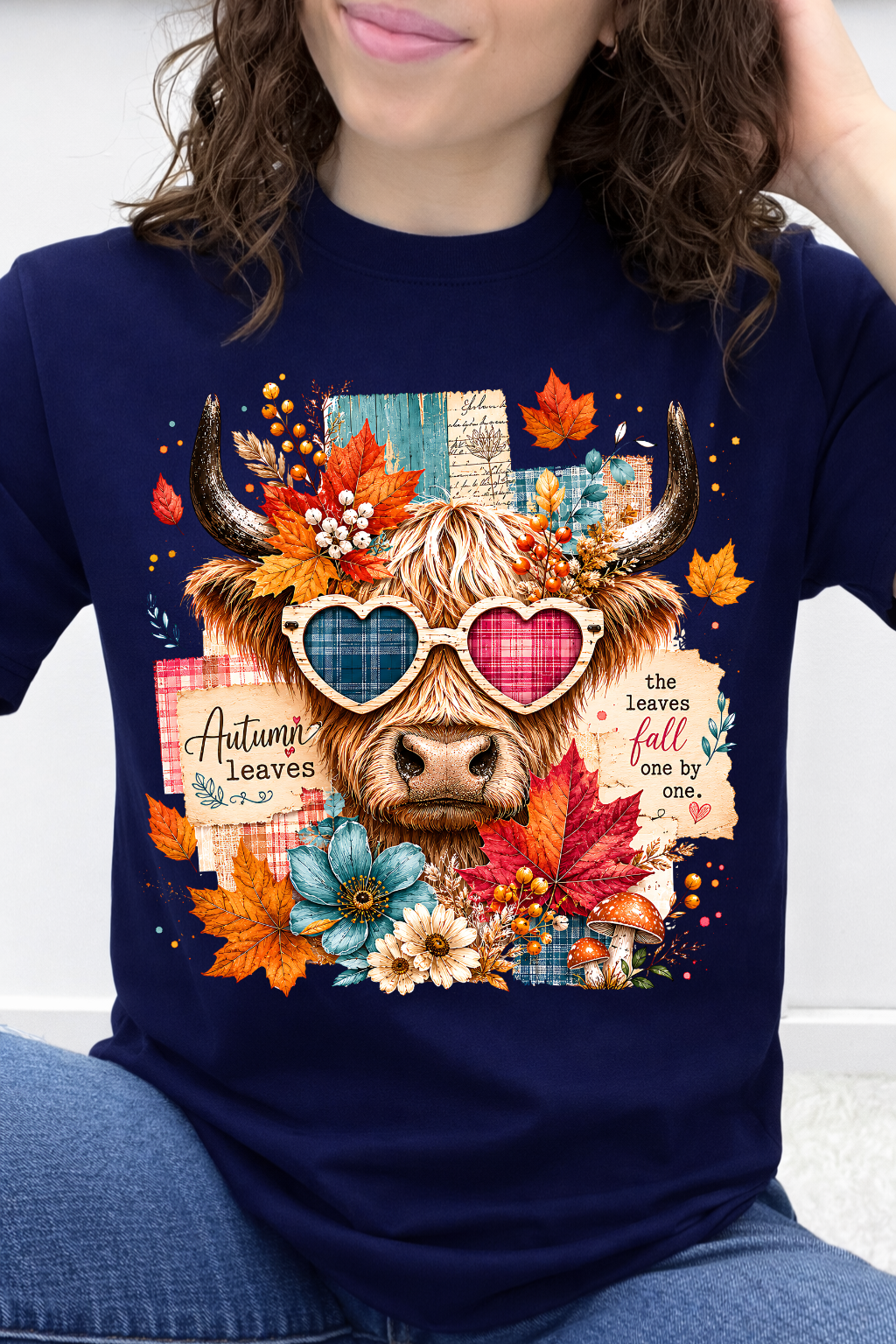 Heart Eyes Highland Cow – "Leaves Fall One by One" Graphic Collection