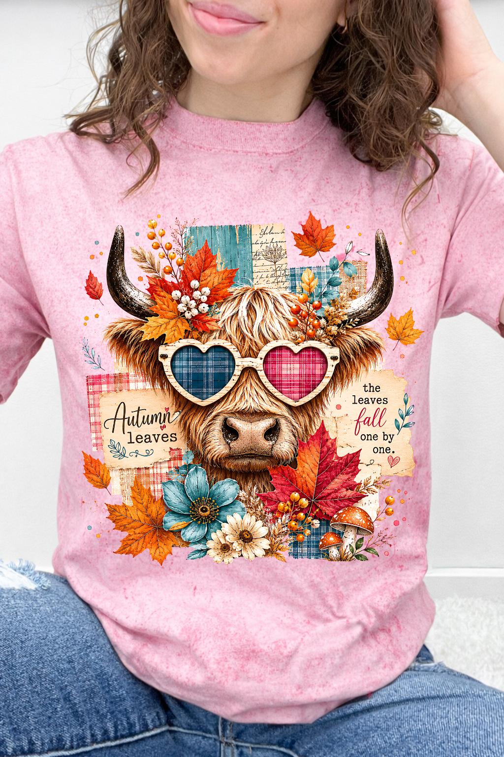 Heart Eyes Highland Cow – "Leaves Fall One by One" Graphic Collection
