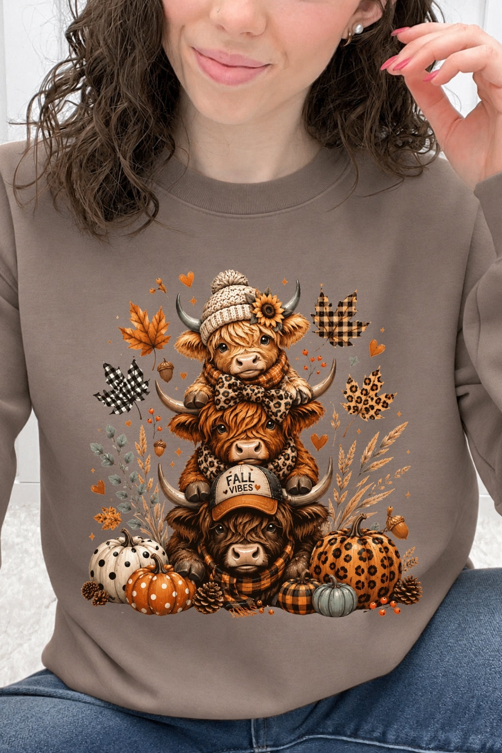 Stacked Highland Cow Fall Vibes Graphic Collection