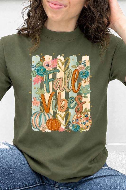 Fall Vibes Striped Florals & Hearts Graphic Collection