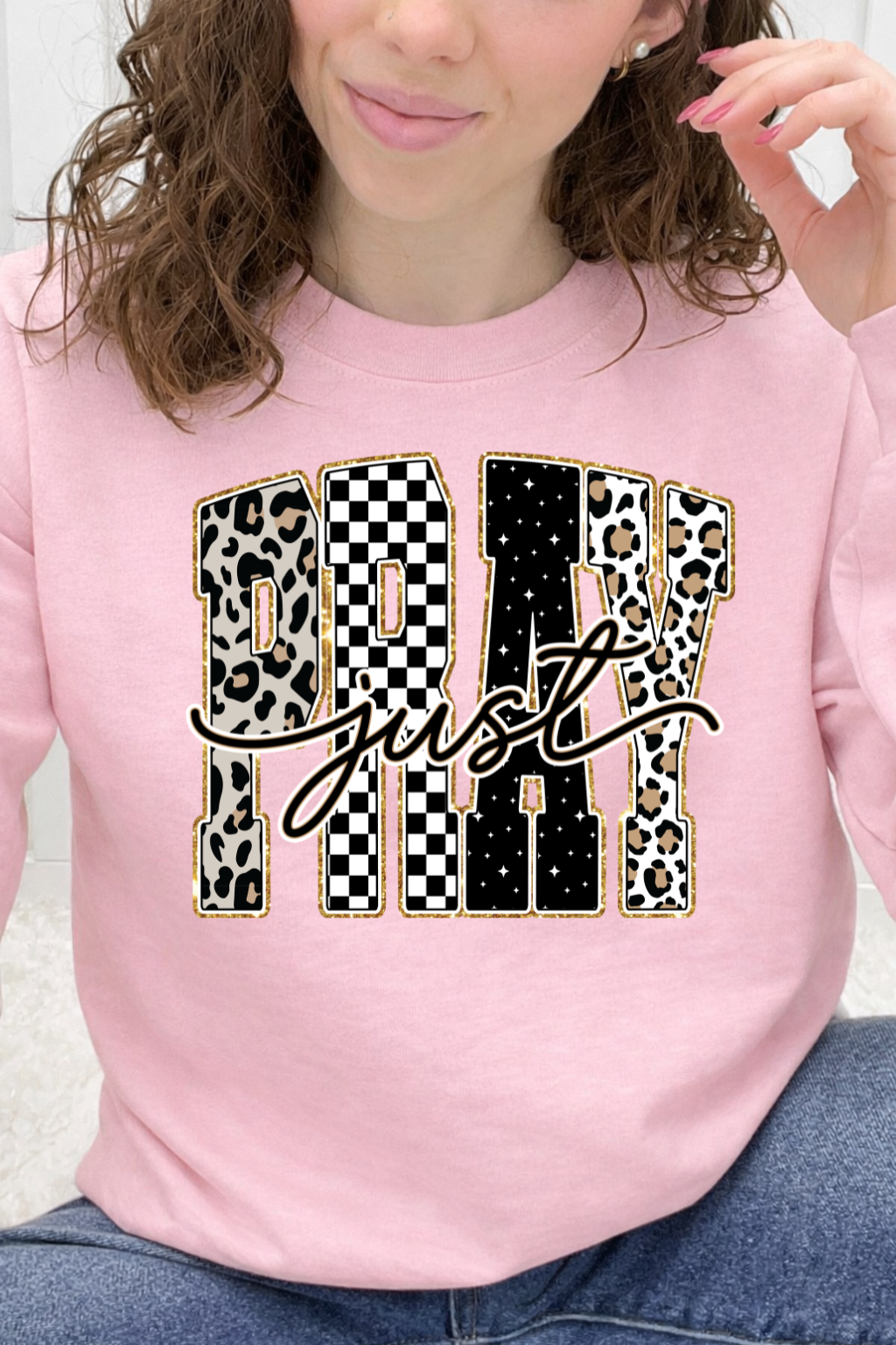 Just Pray Check Varsity Letters Graphic Collection