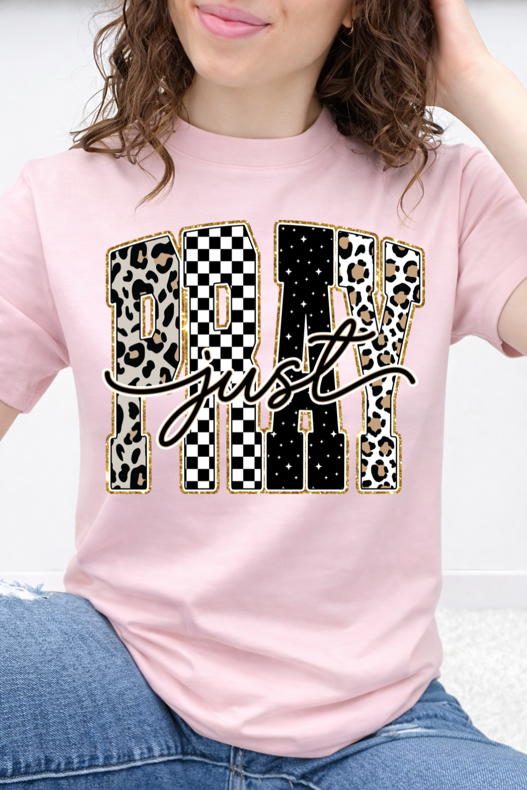 Just Pray Check Varsity Letters Graphic Collection