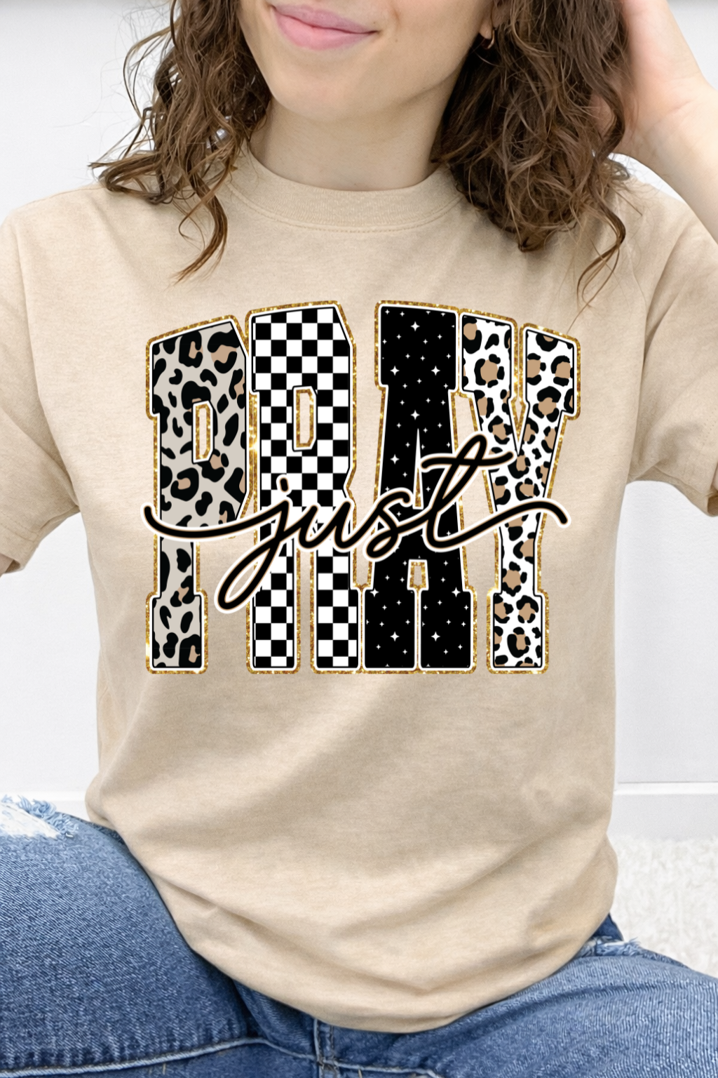 Just Pray Check Varsity Letters Graphic Collection