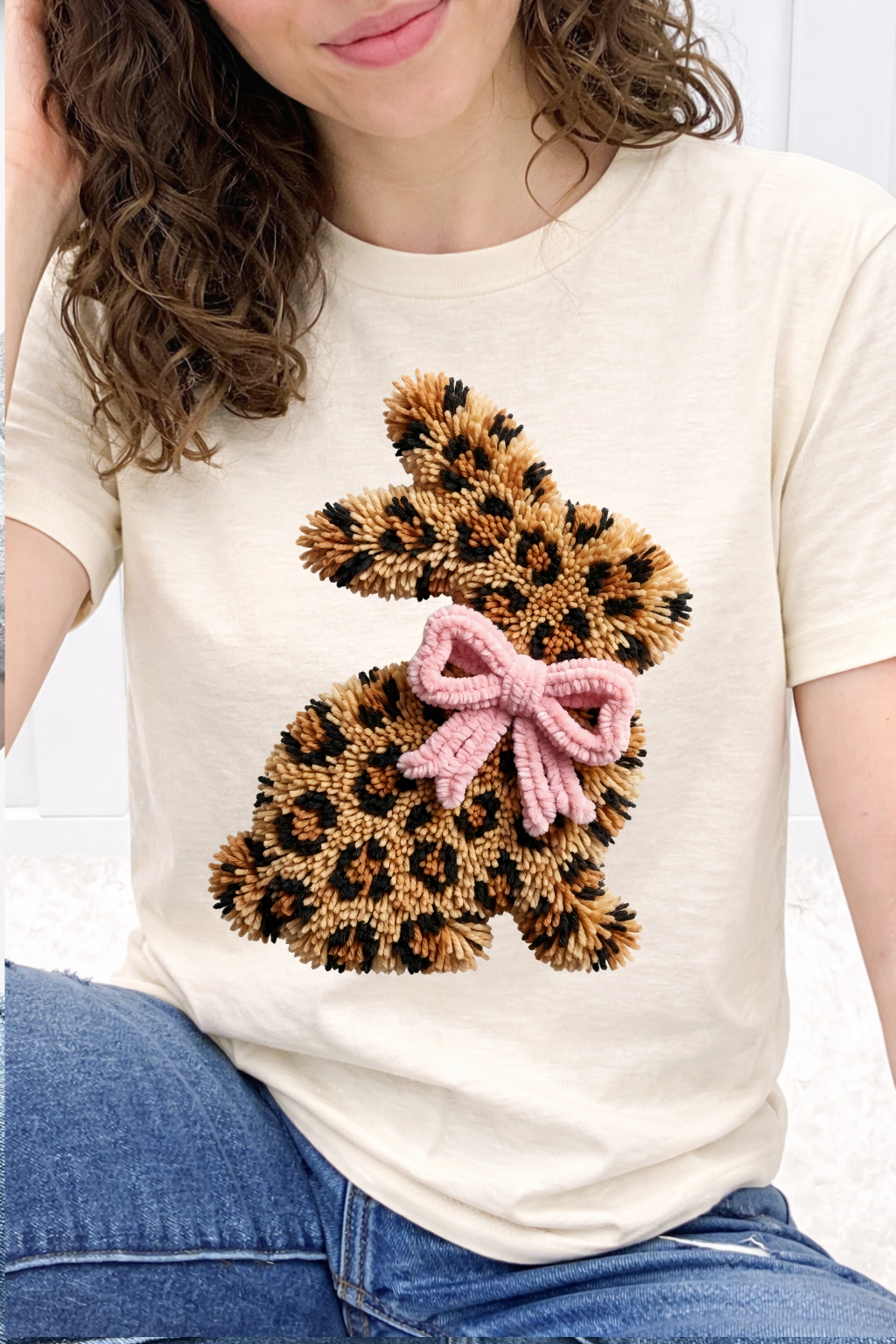 Leopard Faux Yarn Easter Bunny Graphic Collection