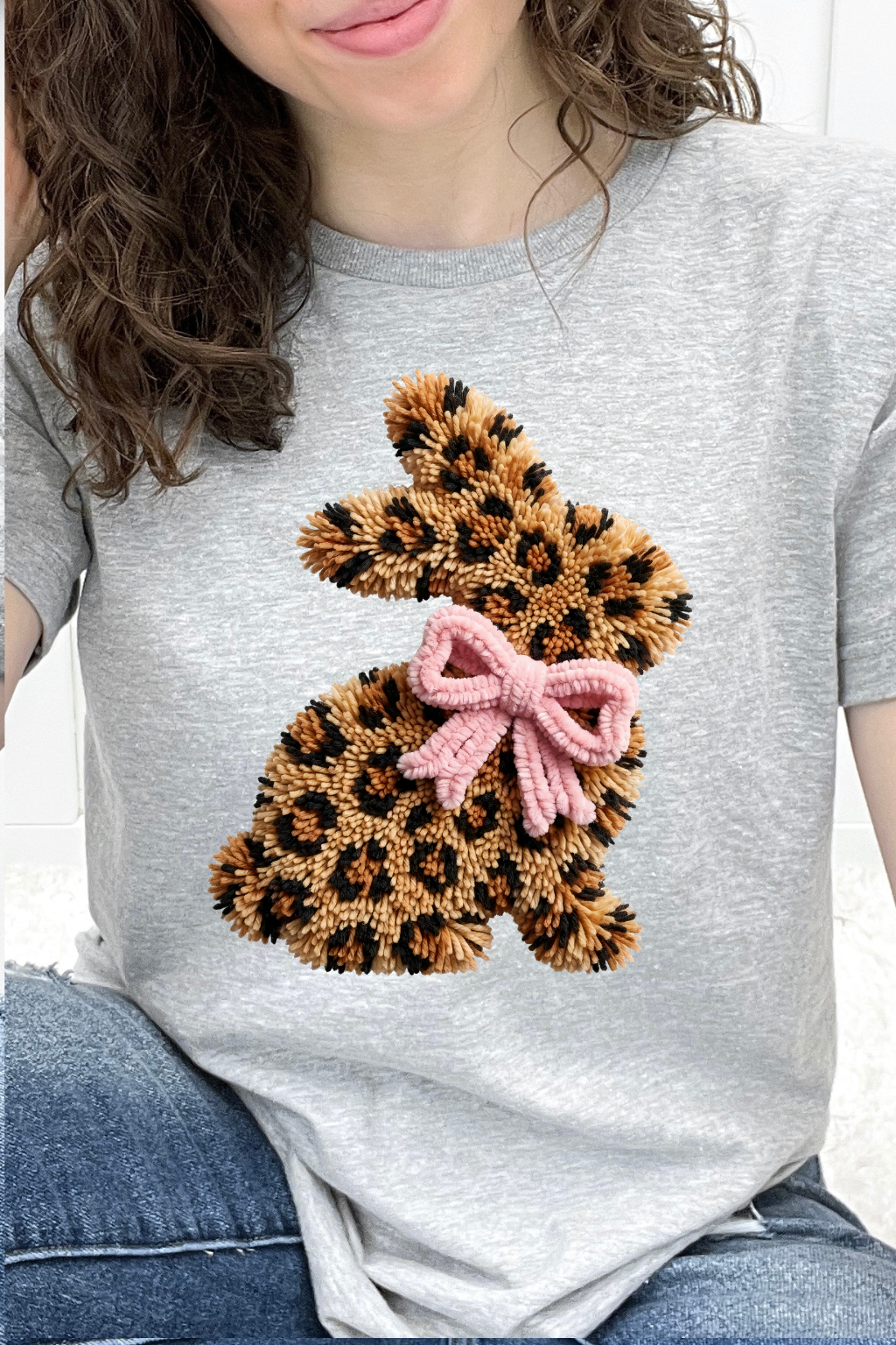 Leopard Faux Yarn Easter Bunny Graphic Collection