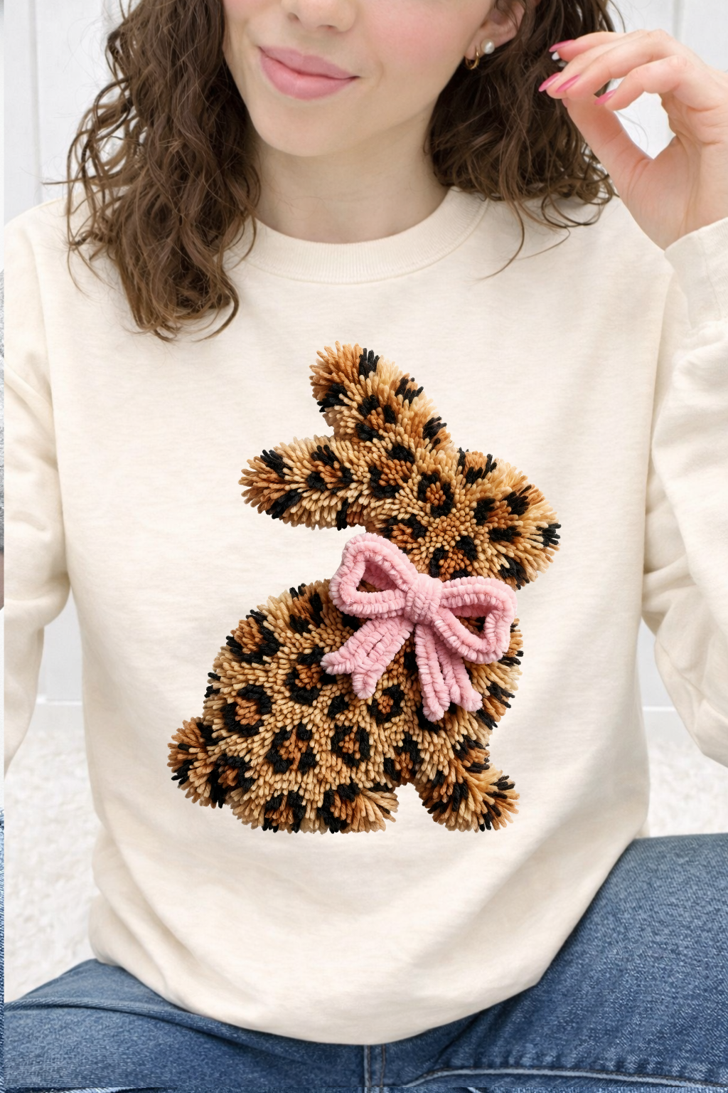 Leopard Faux Yarn Easter Bunny Graphic Collection