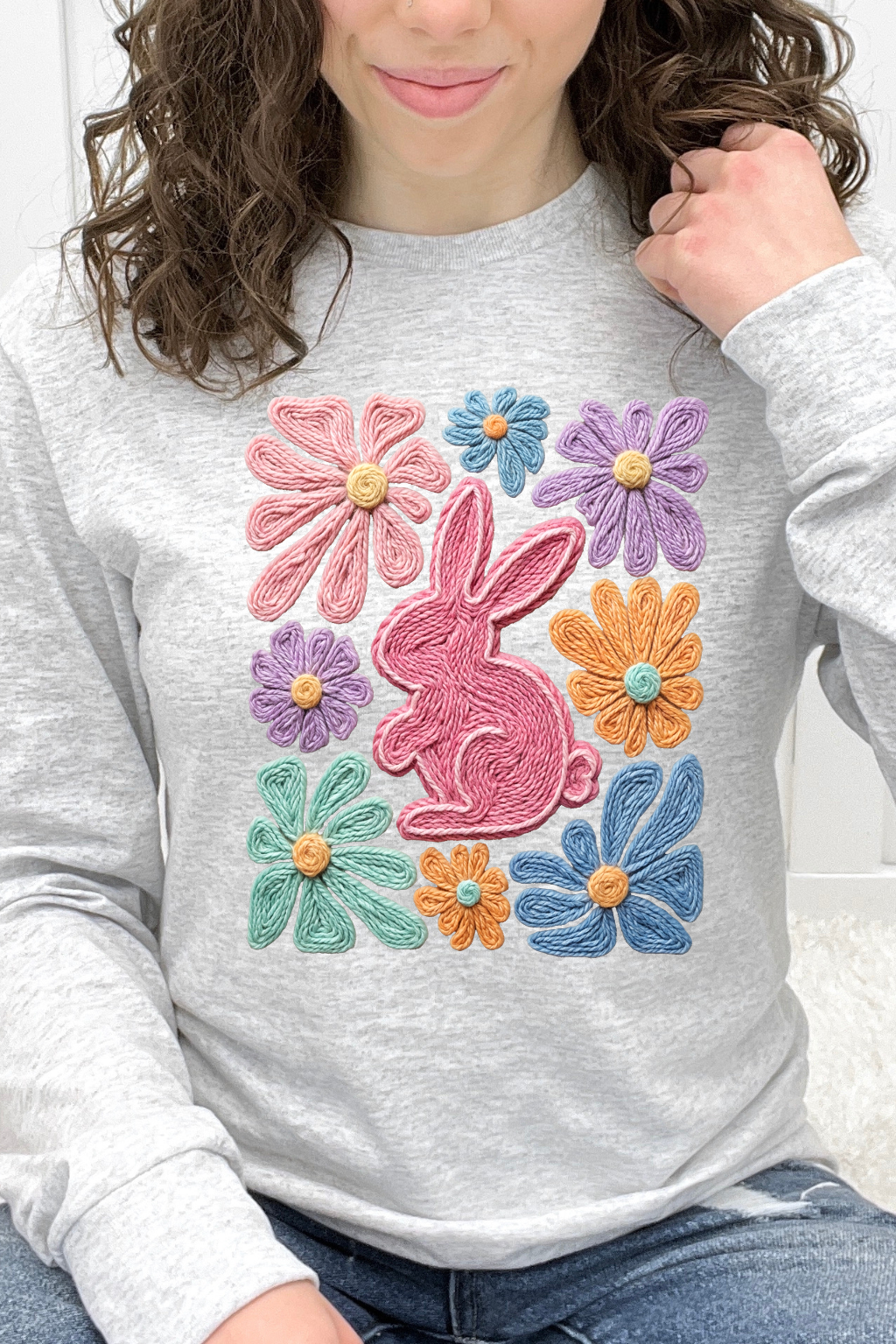 Easter Bunny Faux Yarn Floral Graphic Collection