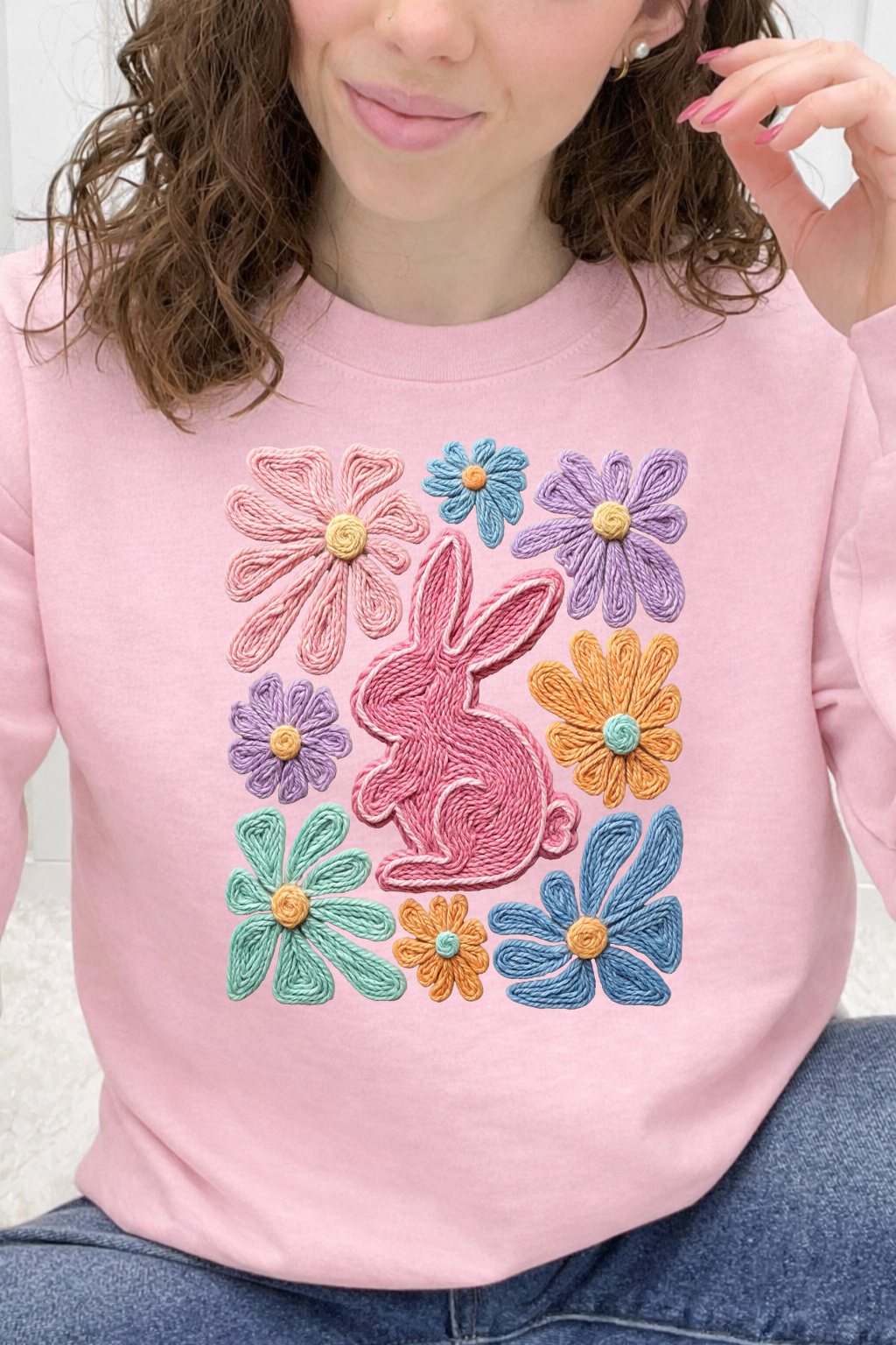 Easter Bunny Faux Yarn Floral Graphic Collection