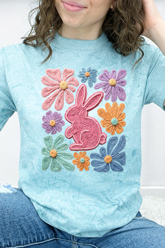Easter Bunny Faux Yarn Floral Graphic Collection