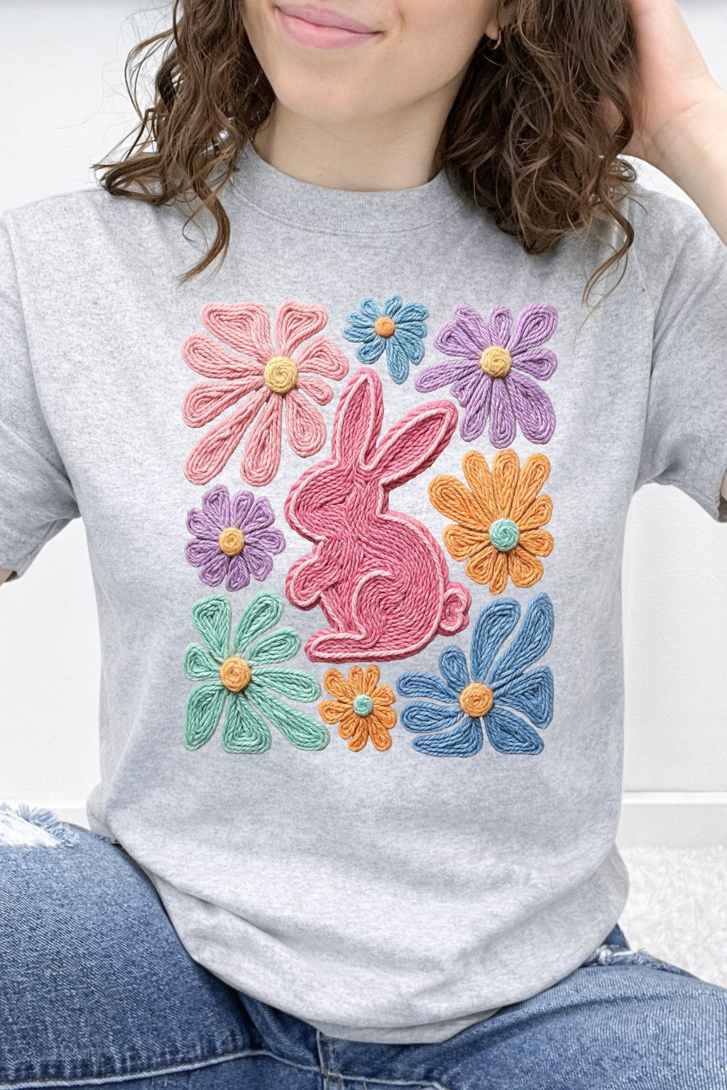 Easter Bunny Faux Yarn Floral Graphic Collection