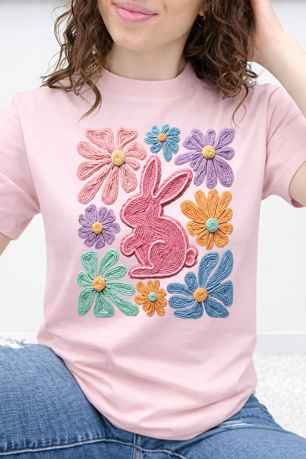Easter Bunny Faux Yarn Floral Graphic Collection