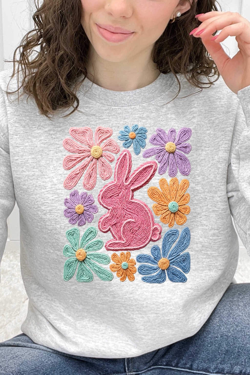 Easter Bunny Faux Yarn Floral Graphic Collection