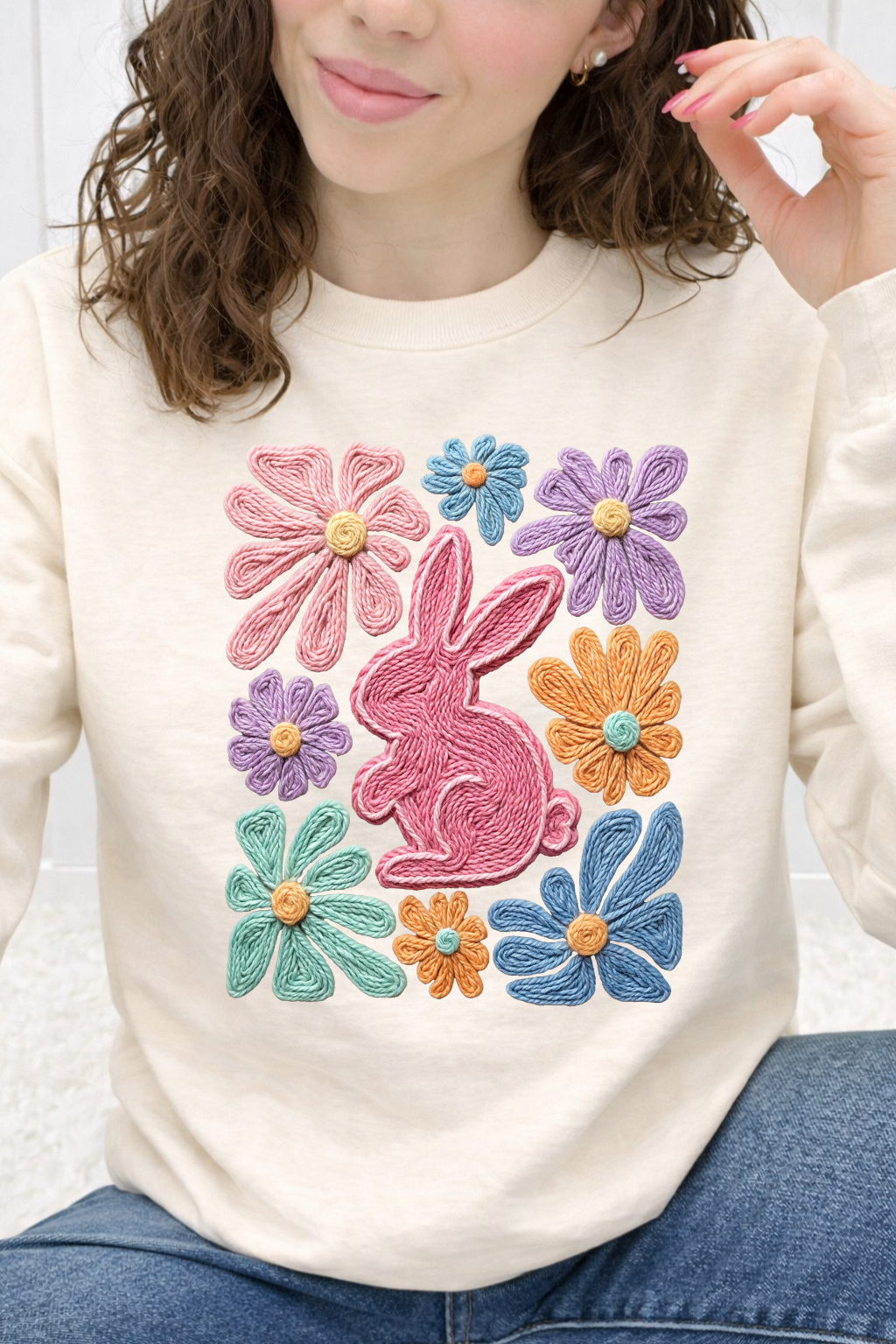 Easter Bunny Faux Yarn Floral Graphic Collection