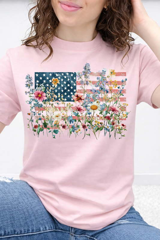 Floral American Flag w/ Wildflowers Graphic Collection
