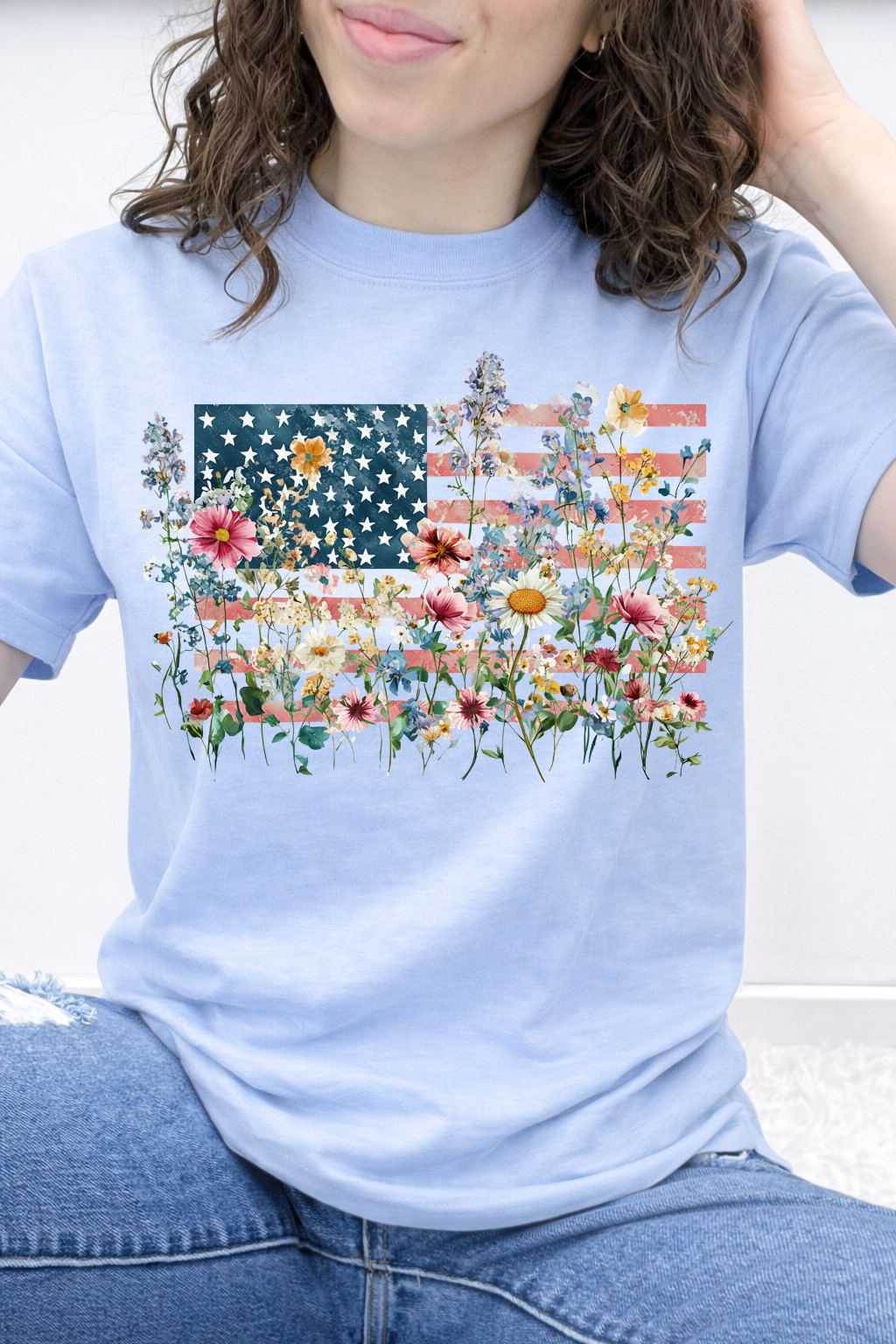 Floral American Flag w/ Wildflowers Graphic Collection