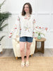 Textured Star Patch V-Neck Top with Stud Detail - Ivory