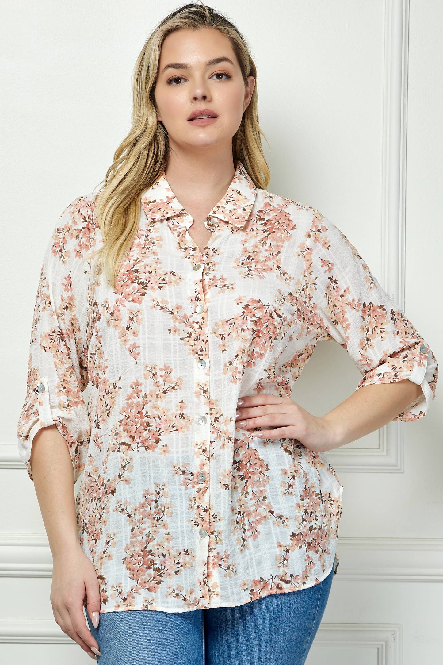 Blush Bloom Button Down Top