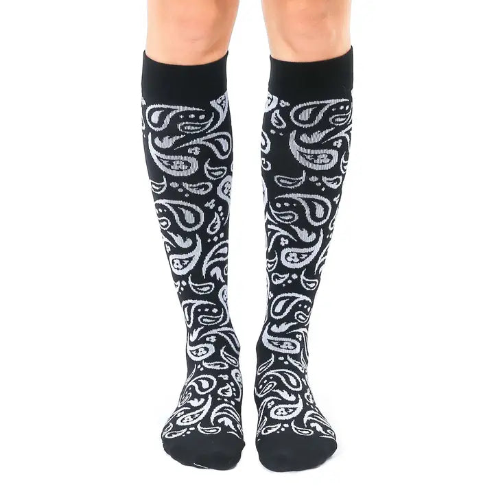 Black Paisley Compression Socks