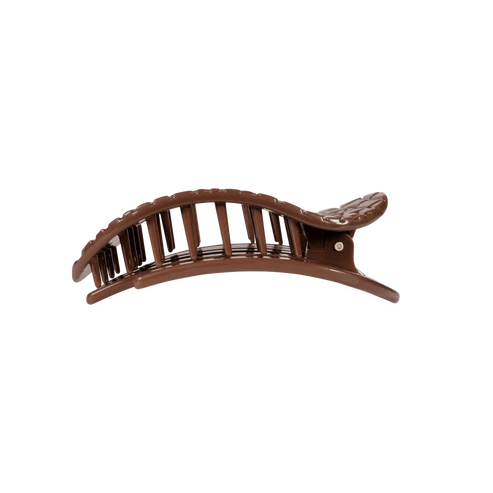 Brown Crocodile Medium Flat Round Hair Clip