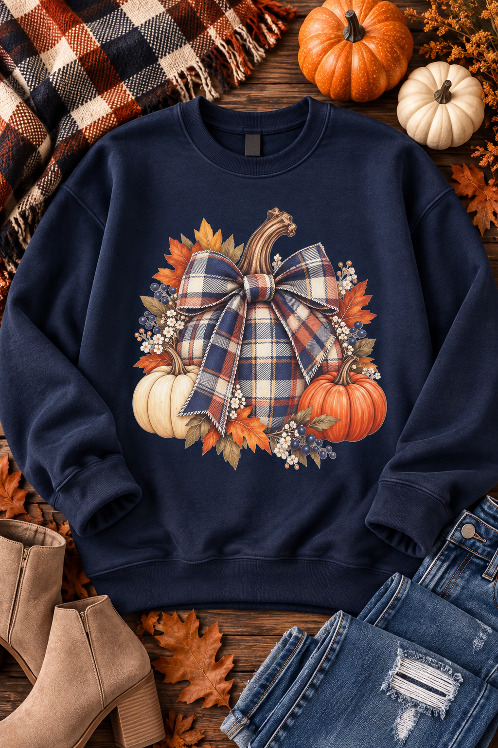Fall Plaid Pumpkin Graphic Tee/Sweatshirt