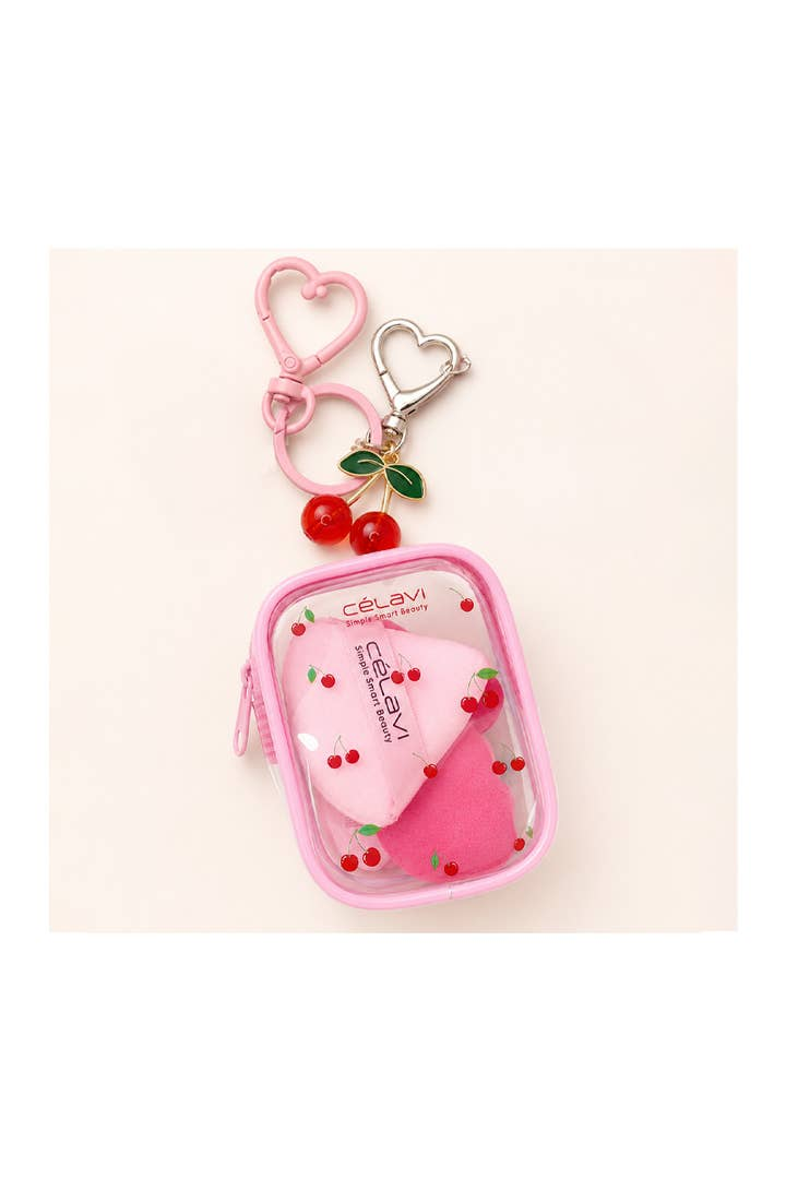 Celavi Sweet Cherry Velvet Powder Puff 4pc Set
